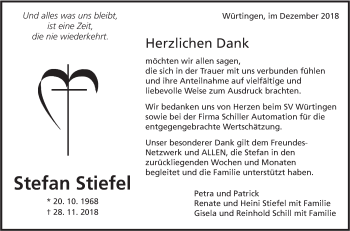 Traueranzeige von Stefan Stiefel von Alb-Bote/Metzinger-Uracher Volksblatt