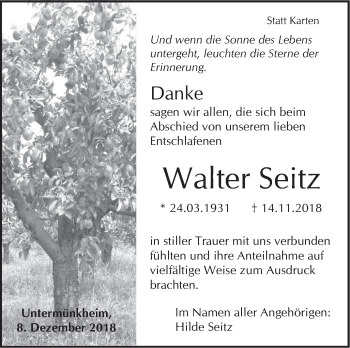 Traueranzeige von Walter Seitz von Haller Tagblatt