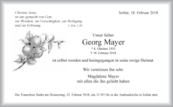 Traueranzeige von Georg Mayer von NWZ Neue Württembergische Zeitung