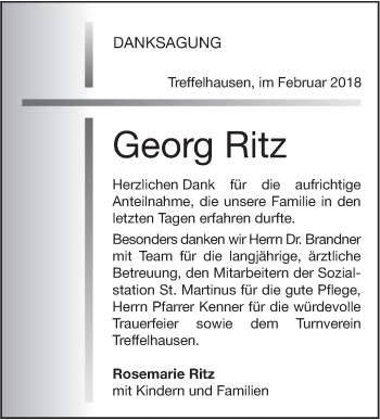 Traueranzeige von Georg Ritz von Geislinger Zeitung