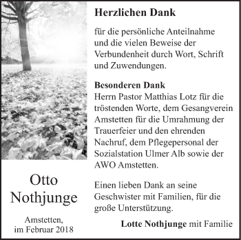 Traueranzeige von Otto Nothjunge von Geislinger Zeitung