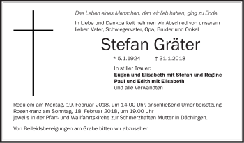 Traueranzeige von Stefan Gräter von Ehinger Tagblatt