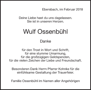 Traueranzeige von Wulf Ossenbühl von NWZ Neue Württembergische Zeitung