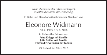 Traueranzeige von Eleonore Widmann von Haller Tagblatt