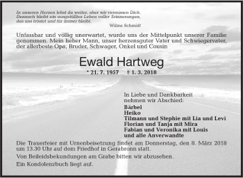 Traueranzeige von Ewald Hartweg von Hohenloher Tagblatt