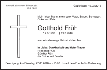 Traueranzeige von Gotthold Früh von Metzinger-Uracher Volksblatt