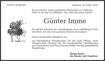 Traueranzeige von Günter Imme von Rundschau Gaildorf