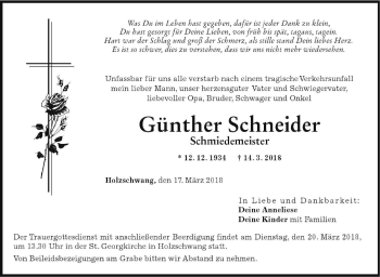 Traueranzeige von Günther Schneider von SÜDWEST PRESSE Ausgabe Ulm/Neu-Ulm