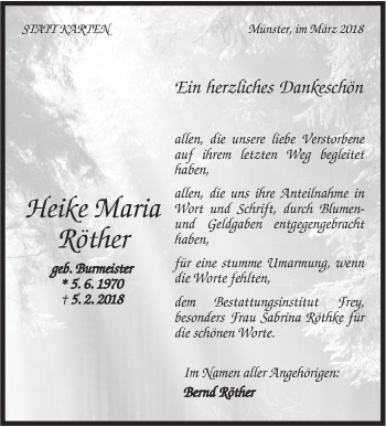 Traueranzeige von Heike Maria Röther von Rundschau Gaildorf