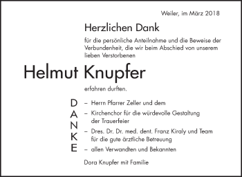 Traueranzeige von Helmut Knupfer von Alb-Bote/Metzinger-Uracher Volksblatt