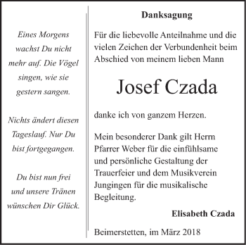 Traueranzeige von Josef Czada von SÜDWEST PRESSE Ausgabe Ulm/Neu-Ulm