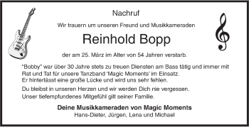 Traueranzeige von Reinhold Bopp von SÜDWEST PRESSE Ausgabe Ulm/Neu-Ulm