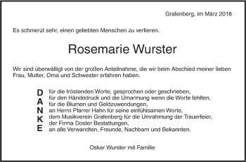 Traueranzeige von Rosemarie Wurster von Metzinger-Uracher Volksblatt