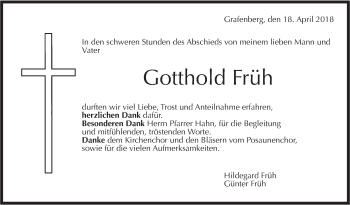 Traueranzeige von Gotthold Früh von Metzinger-Uracher Volksblatt