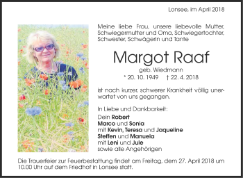 Traueranzeige von Margot Raaf von Geislinger Zeitung