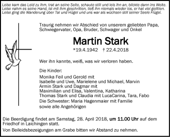 Traueranzeige von Martin Stark von Geislinger Zeitung