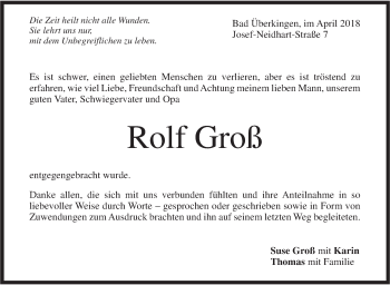 Traueranzeige von Rolf Groß von Geislinger Zeitung