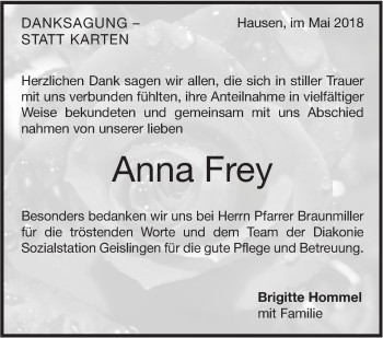 Traueranzeige von Anna Frey von Geislinger Zeitung