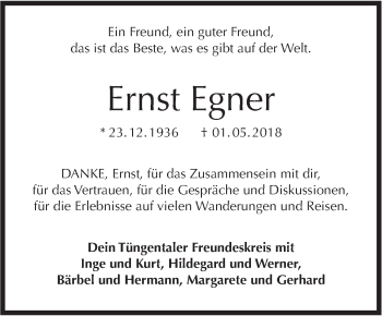 Traueranzeige von Ernst Egner von Haller Tagblatt