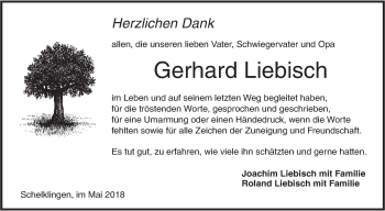 Traueranzeige von Gerhard Liebisch von Ehinger Tagblatt