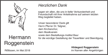 Traueranzeige von Hermann Roggenstein von Ehinger Tagblatt