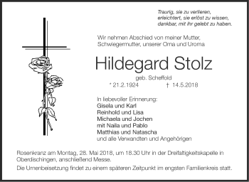 Traueranzeige von Hildegard Stolz von Ehinger Tagblatt