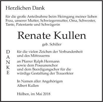 Traueranzeige von Renate Kullen von Alb-Bote/Metzinger-Uracher Volksblatt