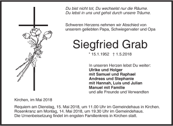 Traueranzeige von Siegfried Grab von Ehinger Tagblatt