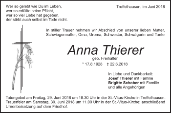 Traueranzeige von Anna Thierer von Geislinger Zeitung