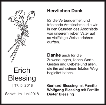 Traueranzeige von Erich Blessing von NWZ Neue Württembergische Zeitung