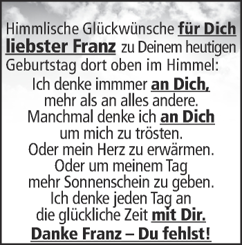 Traueranzeige von Franz  von Geislinger Zeitung