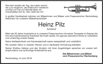 Traueranzeige von Heinz Pilz von Hohenloher Tagblatt