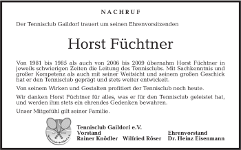 Traueranzeige von Horst Füchtner von Rundschau Gaildorf