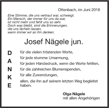 Traueranzeige von Josef Nägele von NWZ Neue Württembergische Zeitung