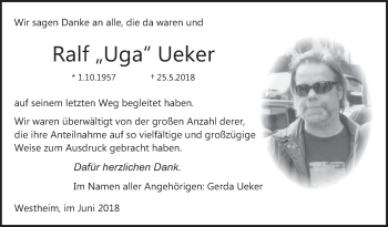 Traueranzeige von Ralf Ueker von Haller Tagblatt