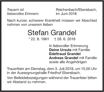 Traueranzeige von Stefan Grandel von NWZ Neue Württembergische Zeitung