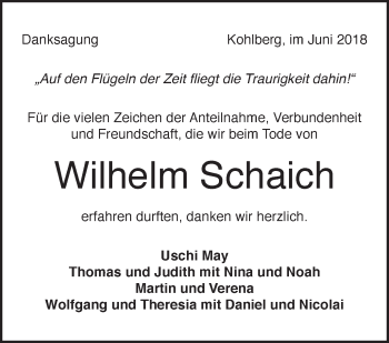 Traueranzeige von Wilhelm Schaich von Metzinger-Uracher Volksblatt