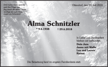 Traueranzeige von Alma Schnitzler von Rundschau Gaildorf