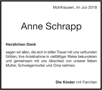 Traueranzeige von Anne Schrapp von Geislinger Zeitung