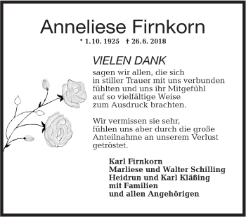 Traueranzeige von Anneliese Firnkorn von Haller Tagblatt