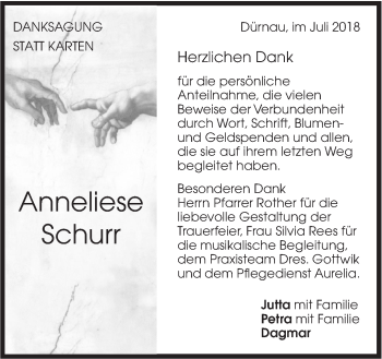 Traueranzeige von Anneliese Schurr von NWZ Neue Württembergische Zeitung