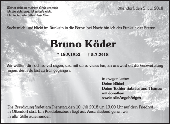 Traueranzeige von Bruno Köder von Rundschau Gaildorf