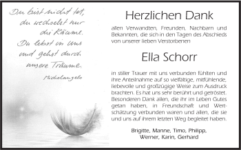 Traueranzeige von Ella Schorr von Haller Tagblatt