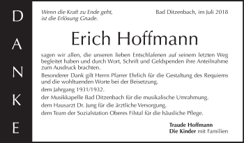 Traueranzeige von Erich Hoffmann von Geislinger Zeitung