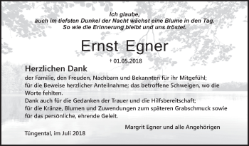 Traueranzeige von Ernst Egner von Haller Tagblatt