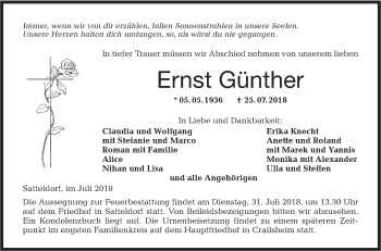 Traueranzeige von Ernst Günther von Hohenloher Tagblatt