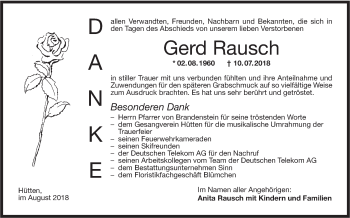 Traueranzeige von Gerd Rausch von Haller Tagblatt