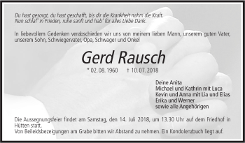 Traueranzeige von Gerd Rausch von Haller Tagblatt