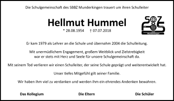 Traueranzeige von Hellmut Hummel von Ehinger Tagblatt