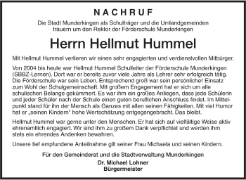 Traueranzeige von Hellmut Hummel von Ehinger Tagblatt